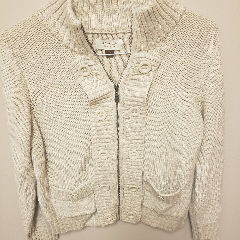 Knit Sonoma Cream Zip-up Sweater